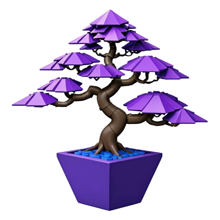  small short cascade black indigo bonsai pot plant purple shinku maple Lego with triangular angular faceted asymmetrical originally shaped body  sticker