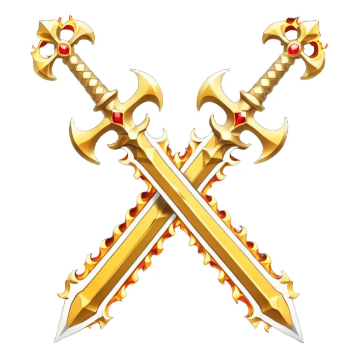 Two fiery royal golden swords in a cross sticker