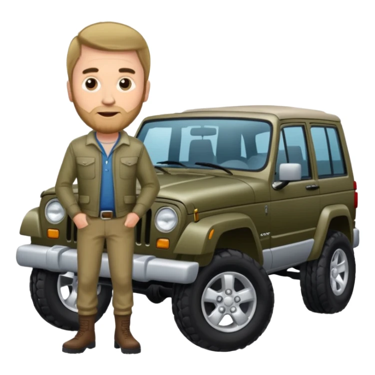 man with jeep cherokee for a leg sticker