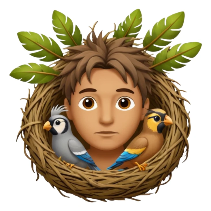 Man who has a Birds Nest for hair sticker