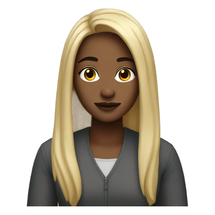 emji girl long hair sticker