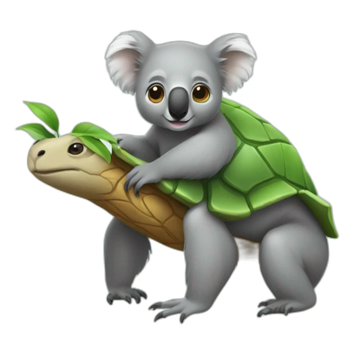 Un koala sur une tortue sticker