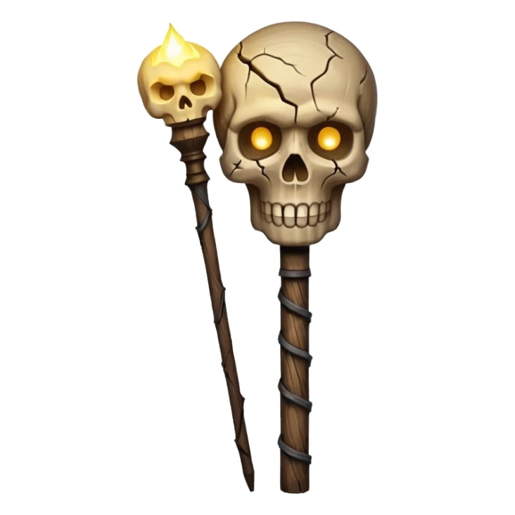 Skull Staff – Wooden staff with glowing skull top
 sticker