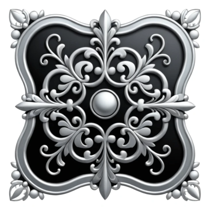 Black and silver filigree page corner, 3D, extremely detailed design sticker