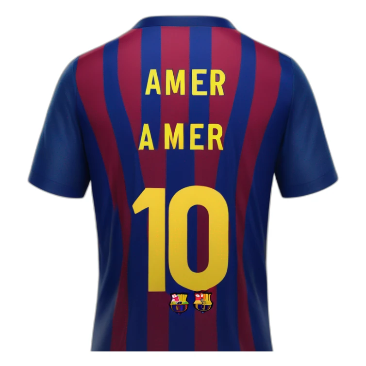 Barcelona player's shirt number 10 and the player's name is amer  sticker