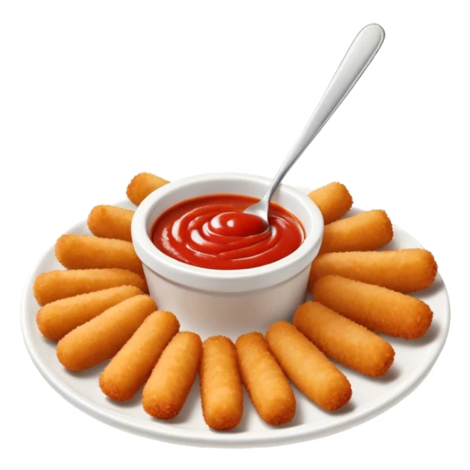 Plate of Mozzarella sticks with red marinara sauce in a small ramekin sticker