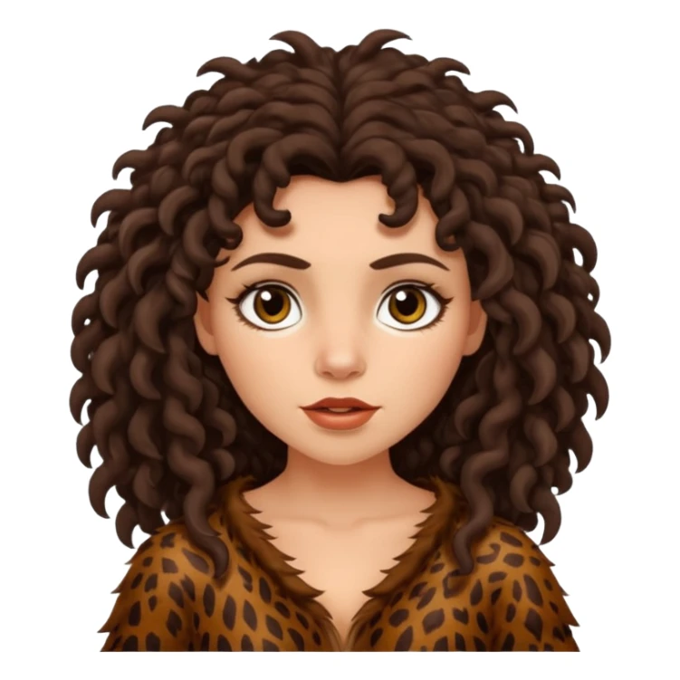 cavewoman with dark brown curly hair sticker