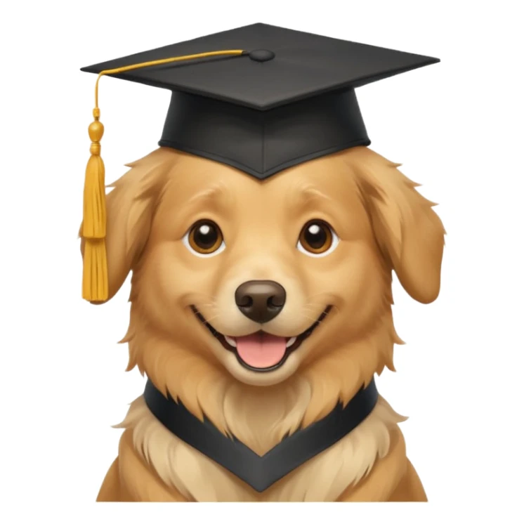 happy dog wearing a graduation cap sticker
