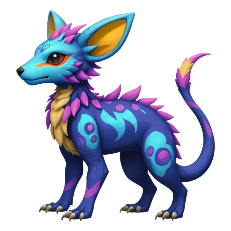 Rare realistic exotic cute epic pretty beautiful handsome gorgeous aesthetic colorful vibrant Vernid-Protogen-Primagen-Wickerbeast-species-Fakemon-creature by LiLaiRa, random markings, tufted ears, full body sticker