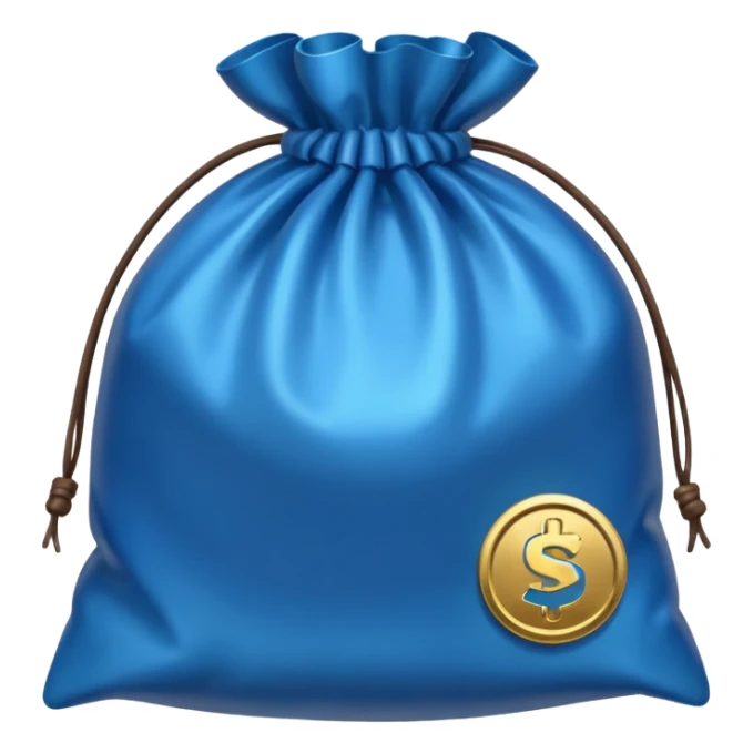 blue coins inside a bag  sticker