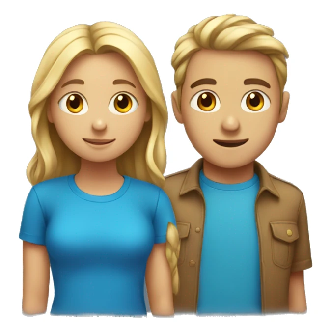 boy and girl with a blue tshirt sticker