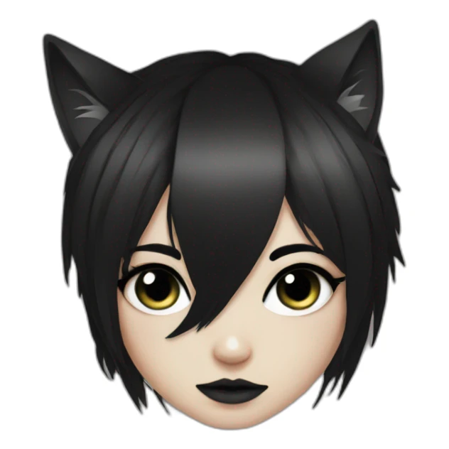 emo cat girl black eyes black hair sticker
