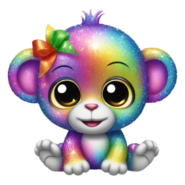Lisa frank sparkly rainbow baby monkey with heart sticker