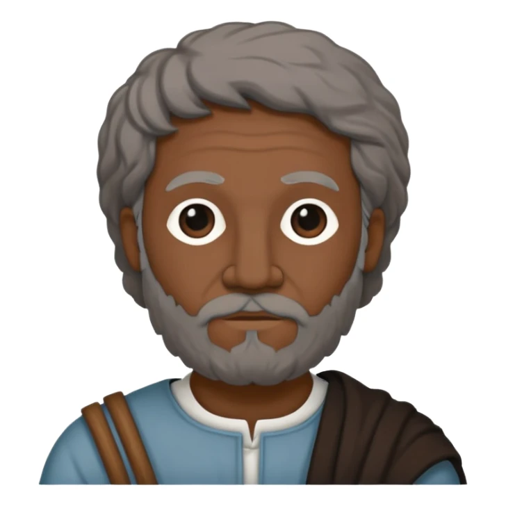 Aristotle as a black outline icon, no fill, hand-drawn look, recognizable philosopher features sticker
