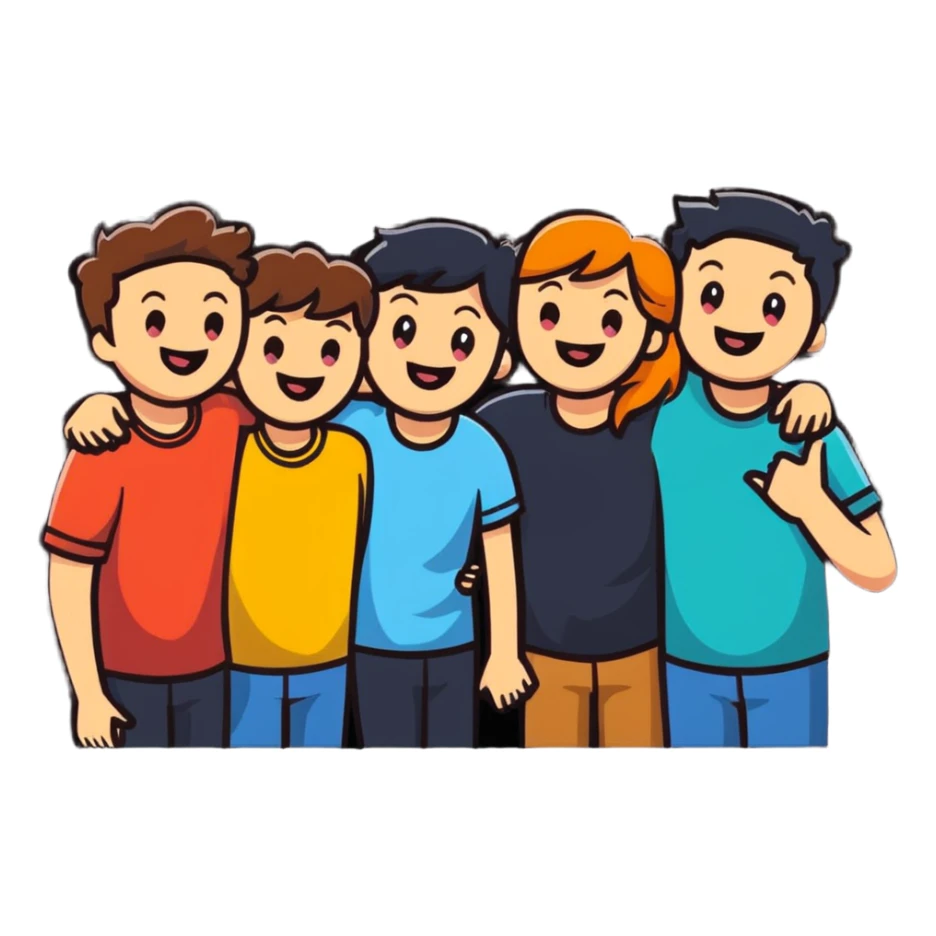 group of friends laughing together sticker