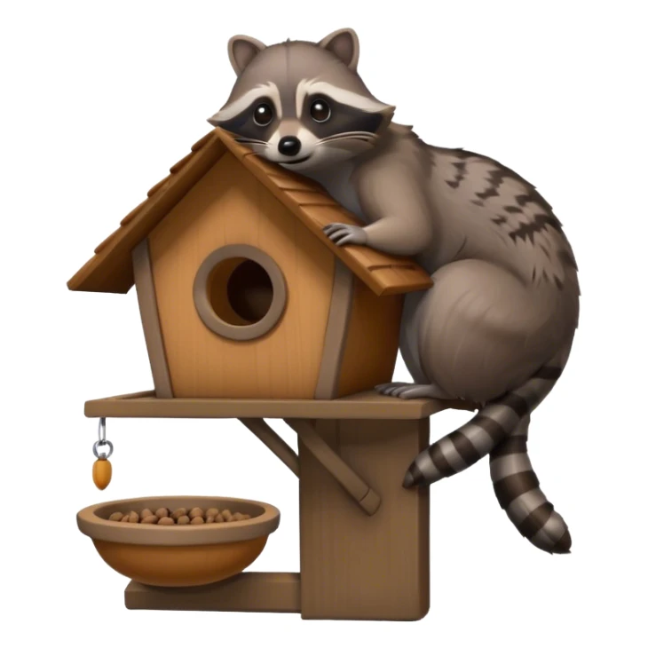 Raccoon on birdfeeder sticker