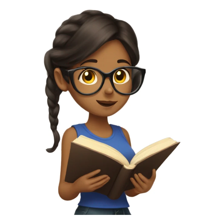 brunett girl reading a fantasy book sticker