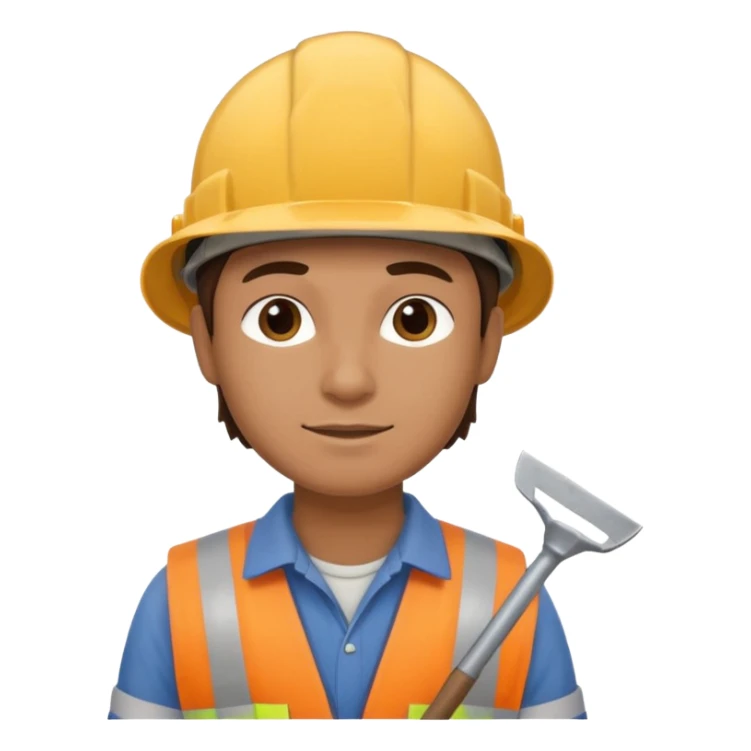 a construction worker holding a farmer's spade towards his shoulder sticker