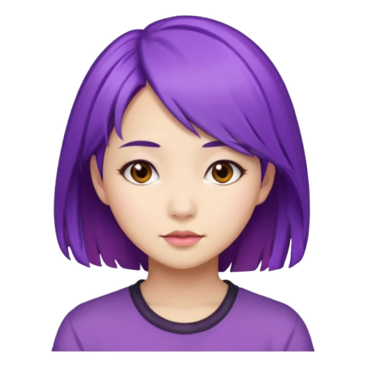 purple haired girl, asian sticker