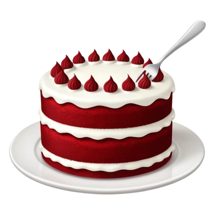red velvet cake with fork and plate sticker