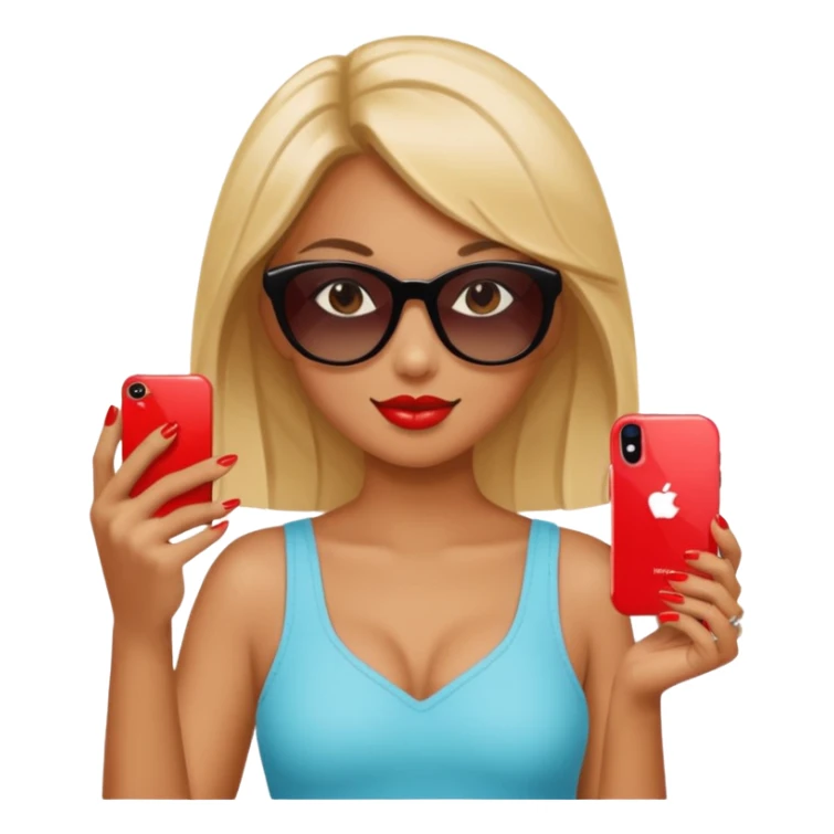 Girl with sunglasses and nails with an iPhone sticker