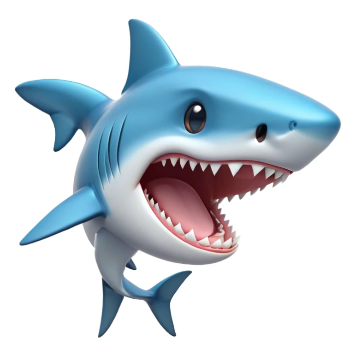 Cinematic Cute Yawning Shark Portrait Emoji, Head tilted slightly with a dramatic, wide-open yawn, showcasing a soft, streamlined body with gently drooping fins and eyes barely open in drowsy contentment, Simplified yet irresistibly adorable features, highly detailed, glowing with a soft, cozy glow, high shine, relaxed yet expressive, stylized with a touch of aquatic charm, bright and endearing, soft glowing outline, capturing the essence of a sleepy yet affectionate shark, so drowsy it feels like it could float right out of the screen and curl up for a nap! sticker