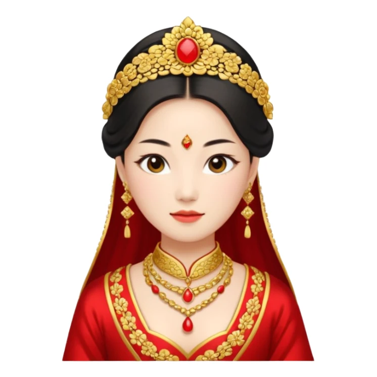 Chinese bride getup, heavy jewelary, traditional. sticker