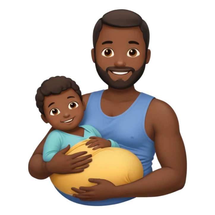 A pregnant burly black man breastfeeding his baby sticker