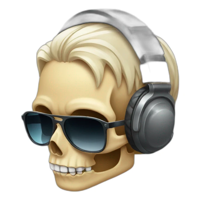 Skull,sunglasses,headphones,combover hairstyle sticker
