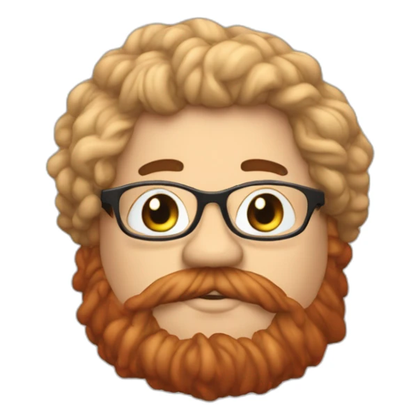 Chubby non binary Big lebowsky round glasses long venitian hair chaotic red and blond beard with vaporizer sticker