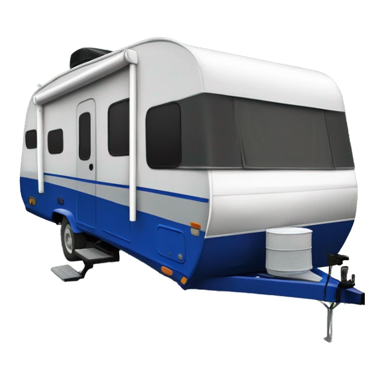Realistic cobalt blue camping travel trailer isolated.  sticker
