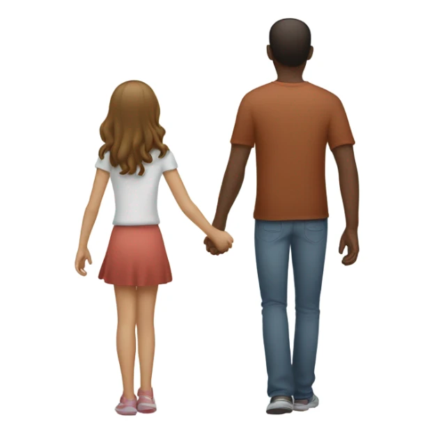 father and daughter holding their hands and seen from the back (white people and like a samsung emoji) sticker