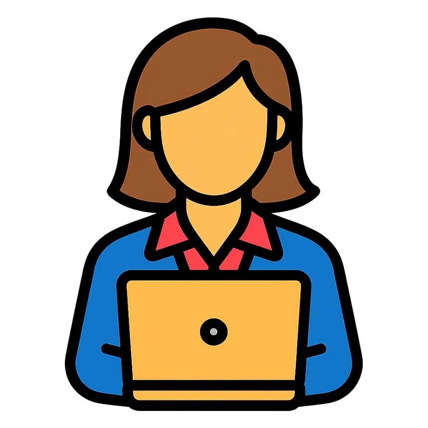 color outline icon of a working woman sticker