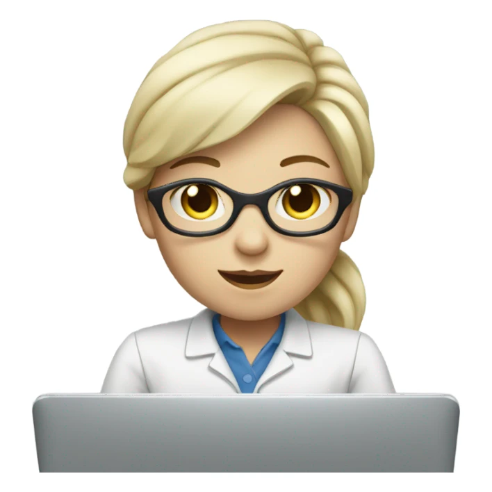 a female assistant in front of laptop, focused. White Skin sticker