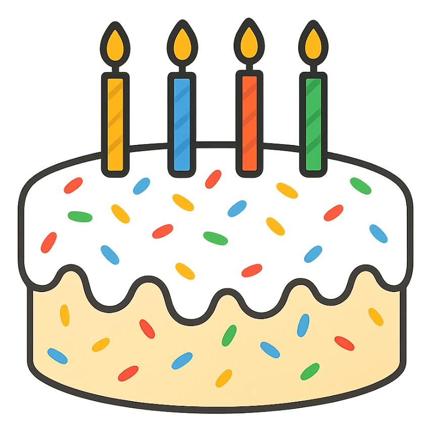 flat toon white birthday cake with sprinkles and candles sticker