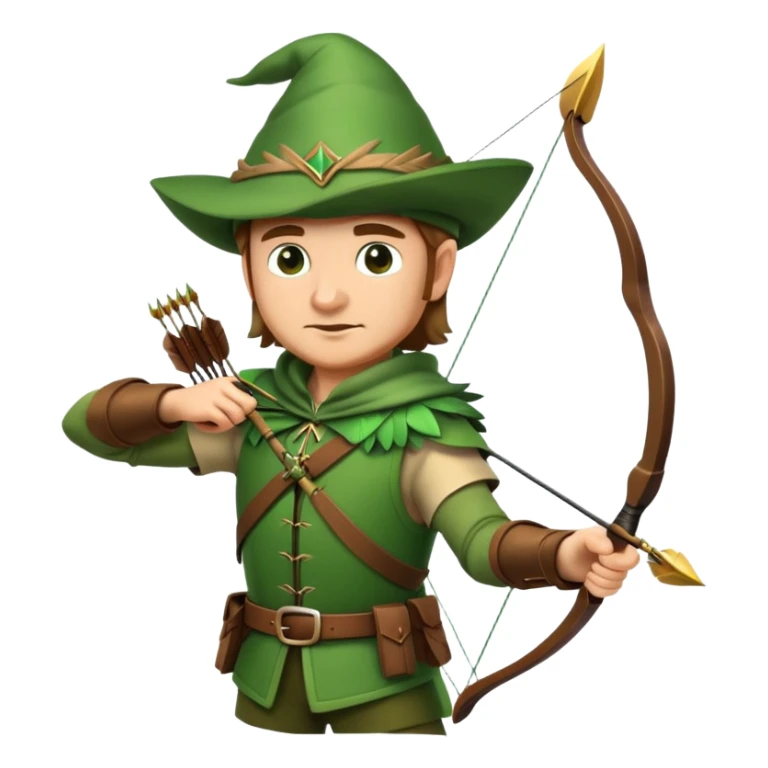 Robin Hood with bow and arrow wearing green outfit and feathered hat sticker