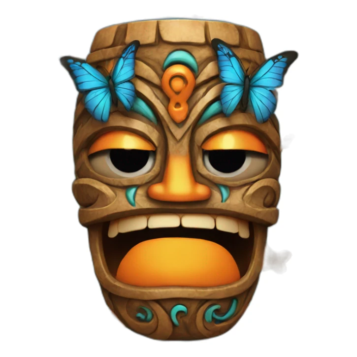 Tiki with colors blue and orange-butterfly-tornado-fun-love-eyelasch sticker