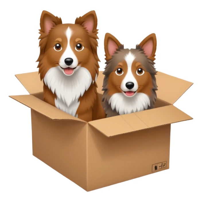 Shetland sheepdog and brown aussie in a box sticker