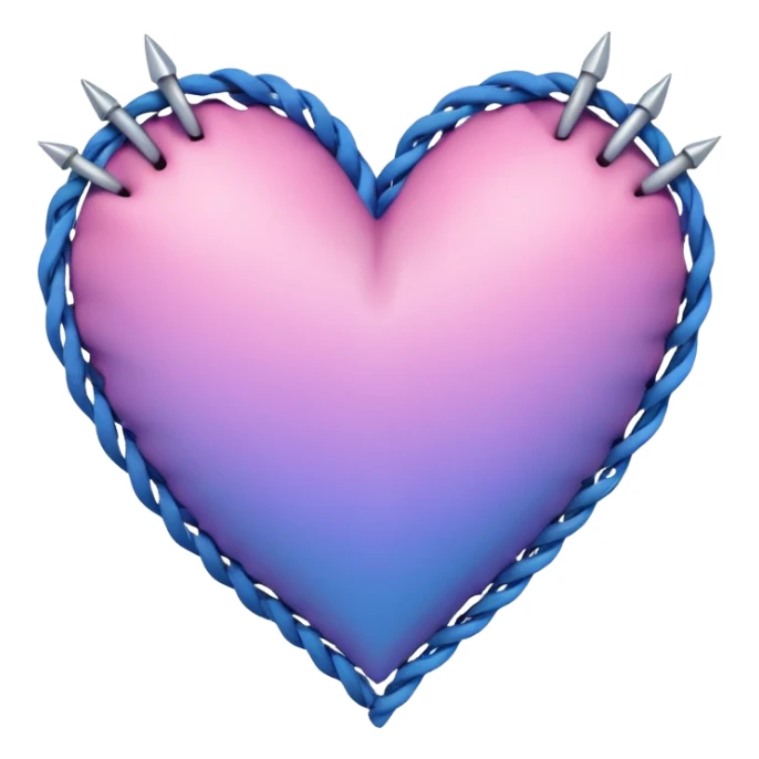 Stitched Barb thorn wired roped pastel pink-violet-blue-gradients heart sticker