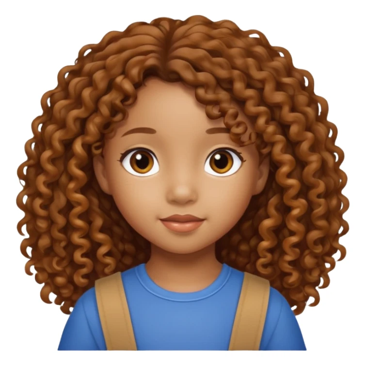 5 year old blasian girl with long brown curly hair sticker