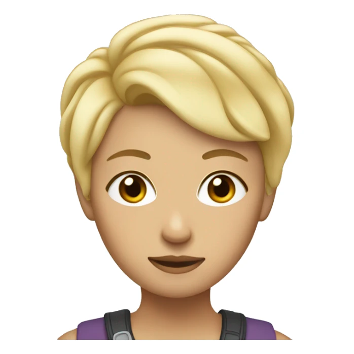 Lesbian with short blonde swingy hair with a stoic face sticker
