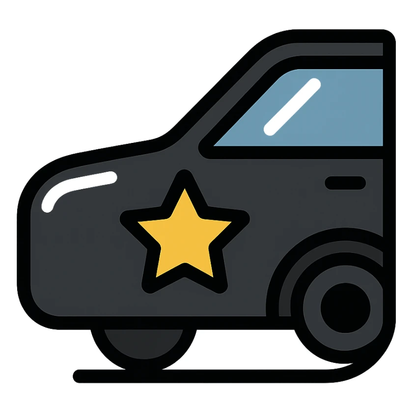 small bright silver or gold star icon conveying perfection on a glossy black high-end car surface, main color glossy black, subtle reflections, emphasis on mirror-like shine, modern and clean, not overloaded sticker