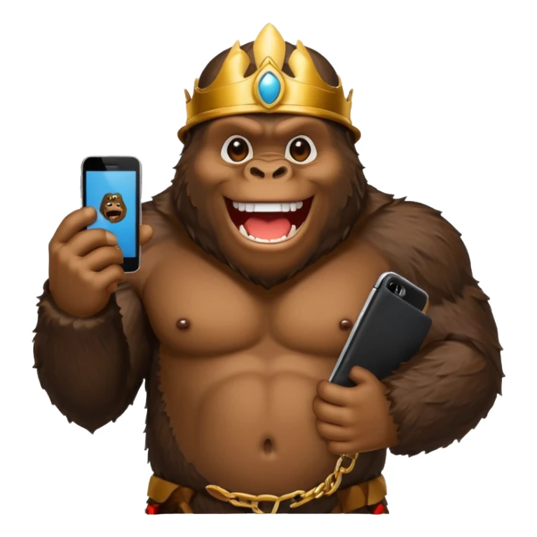 King Kong with a cell phone emojie sticker