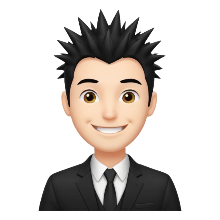 fat spiky haired happy man with suit sticker