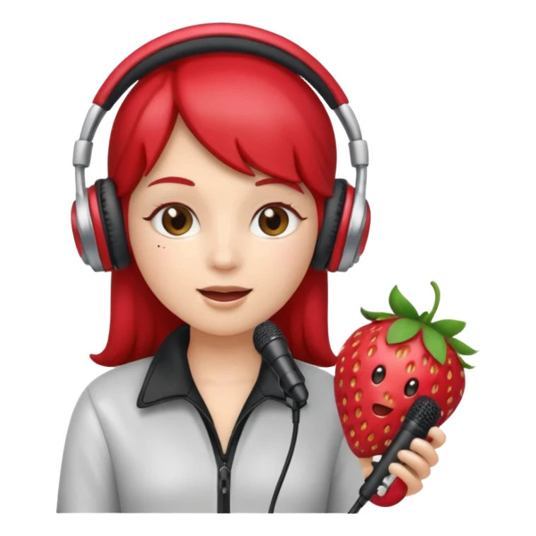 A strawberry holding mic and wear headphone sticker