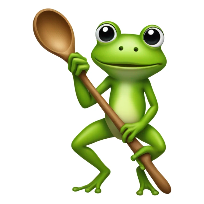 Frog holding a wooden spoon sticker