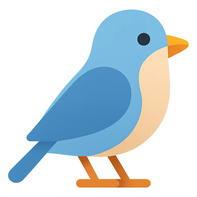 bird icon, lineal color, soft color fills, rounded shapes, friendly appearance sticker