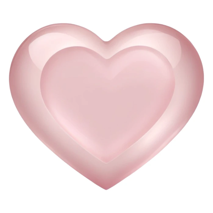 Heart-shaped rose quartz crystal with delicate pink hue and subtle inner cloudiness sticker