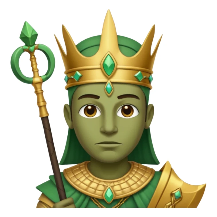 Ancient Egyptian god Osiris with green skin, Atef crown, and holding sticker
