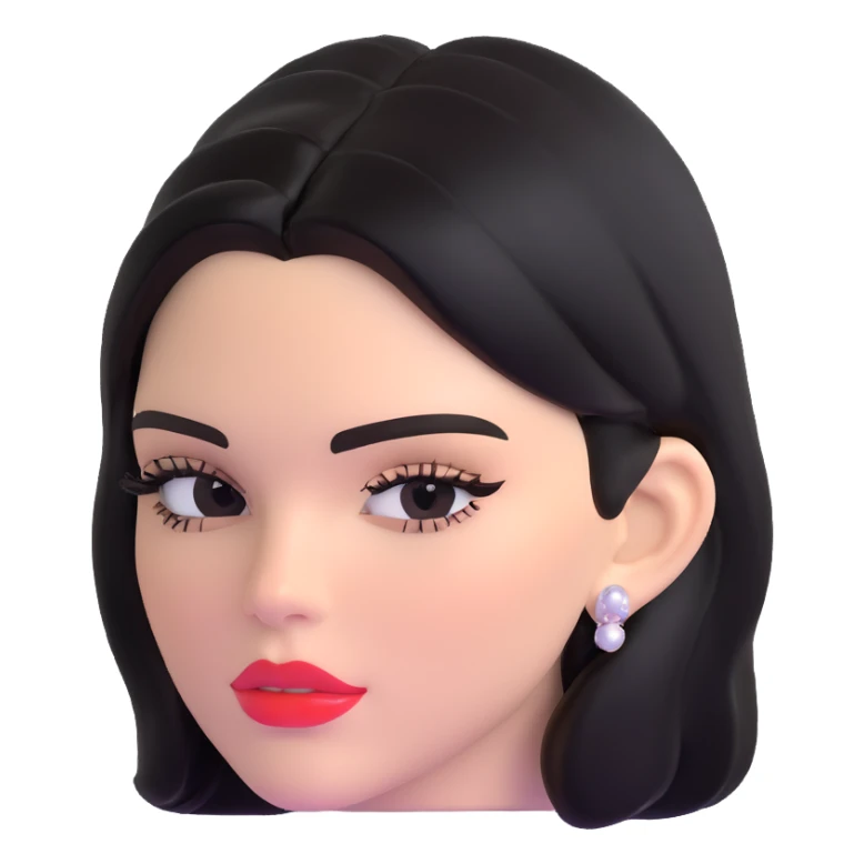 Kendall Jenner, supermodel, longer face shape, shiny glossy lips with lipgloss sticker